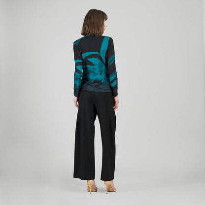 V-Neck Draped Pleat Top - Floral Eclipse - Final Sale | Clara Sunwoo