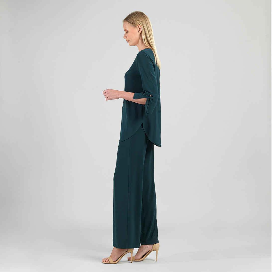 Tie Cuff Curved Hem Tunic - Hunter Green - Final Sale | Clara Sunwoo