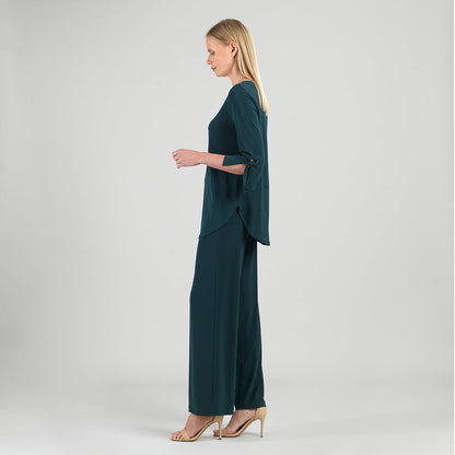 Tie Cuff Curved Hem Tunic - Hunter Green - Final Sale | Clara Sunwoo