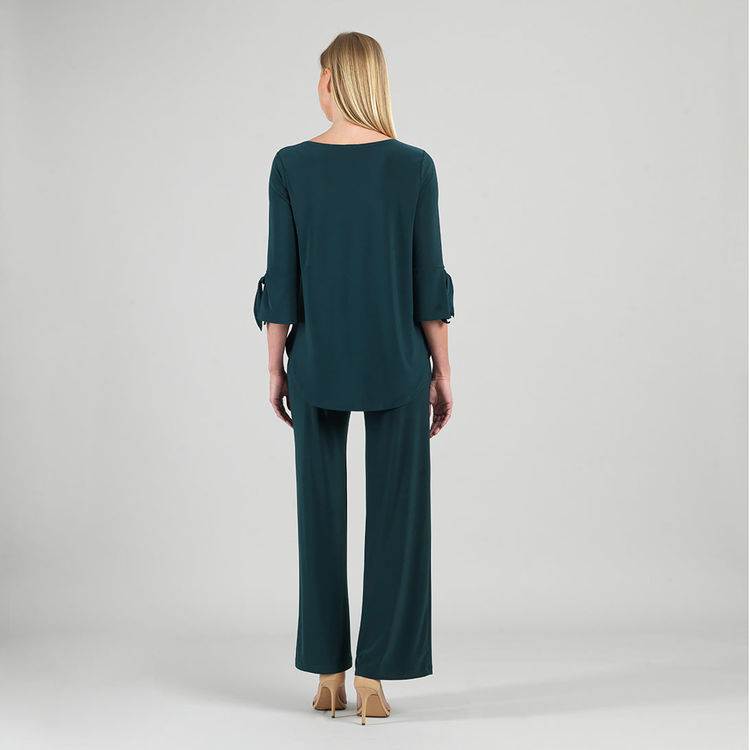 Tie Cuff Curved Hem Tunic - Hunter Green - Final Sale | Clara Sunwoo