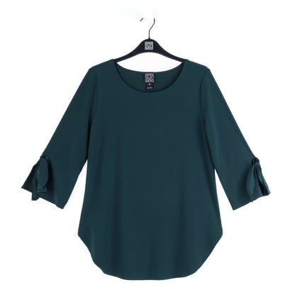 Tie Cuff Curved Hem Tunic - Hunter Green - Final Sale | Clara Sunwoo