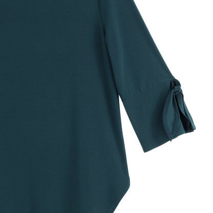 Tie Cuff Curved Hem Tunic - Hunter Green - Final Sale | Clara Sunwoo