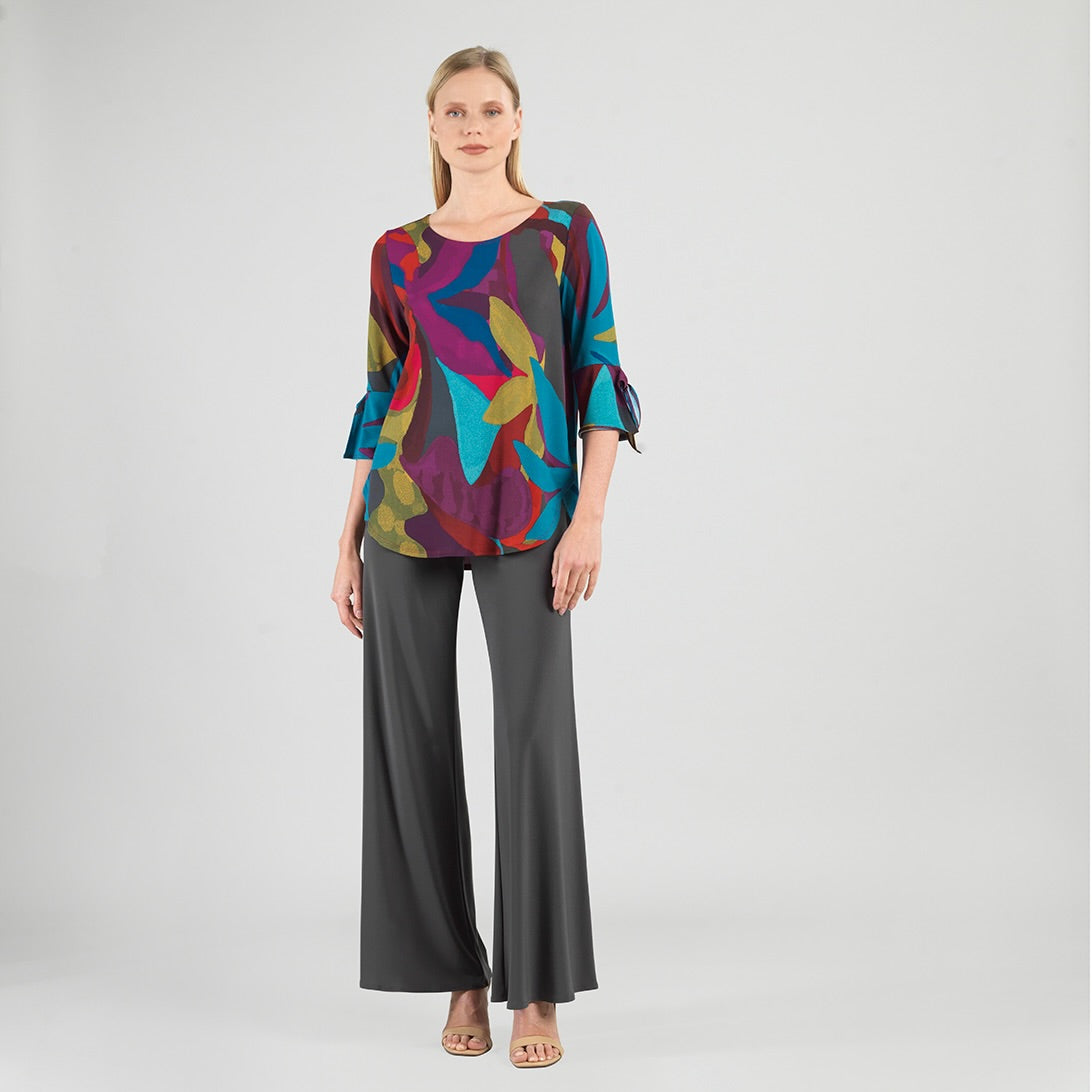 Tie Cuff Curved Hem Tunic - Petal Burst - Final Sale | Clara Sunwoo