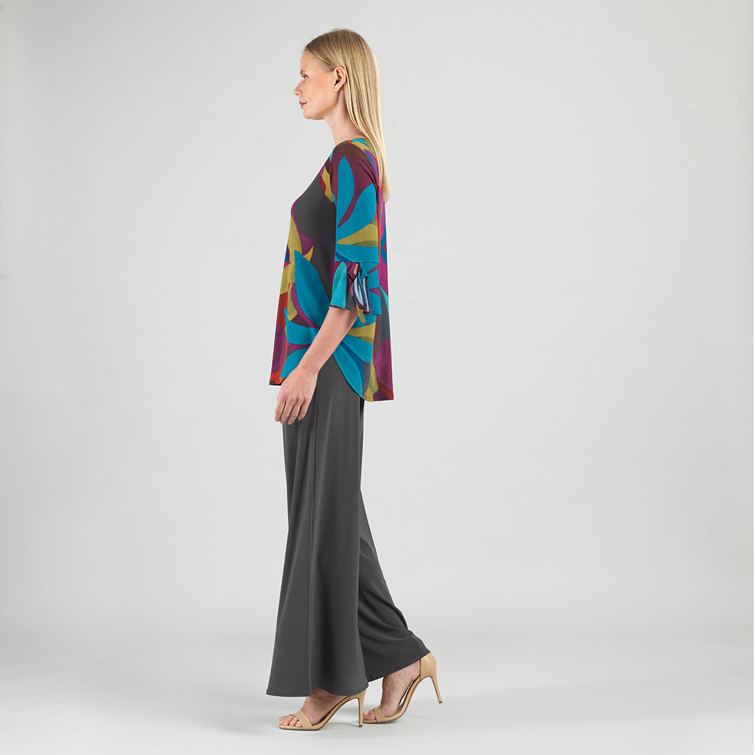 Tie Cuff Curved Hem Tunic - Petal Burst - Final Sale | Clara Sunwoo