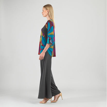 Tie Cuff Curved Hem Tunic - Petal Burst - Final Sale | Clara Sunwoo