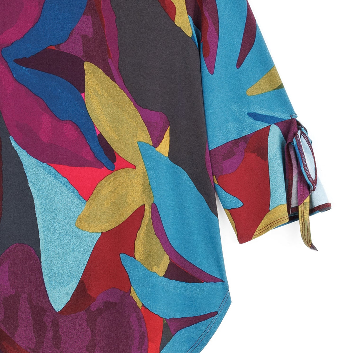 Tie Cuff Curved Hem Tunic - Petal Burst - Final Sale | Clara Sunwoo