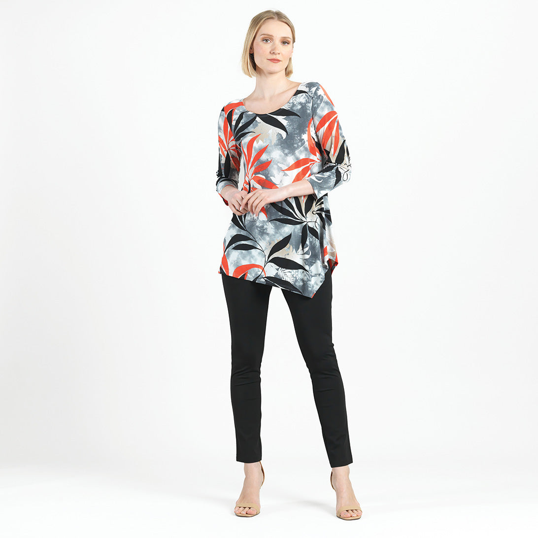 Kerchief Angle Hem Tunic - Leaf Scatter - Final Sale! | Clara Sunwoo