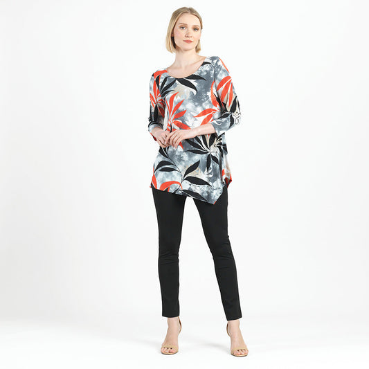 Kerchief Angle Hem Tunic - Leaf Scatter - Final Sale! | Clara Sunwoo