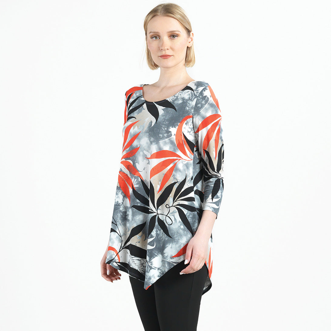 Kerchief Angle Hem Tunic - Leaf Scatter - Final Sale! | Clara Sunwoo