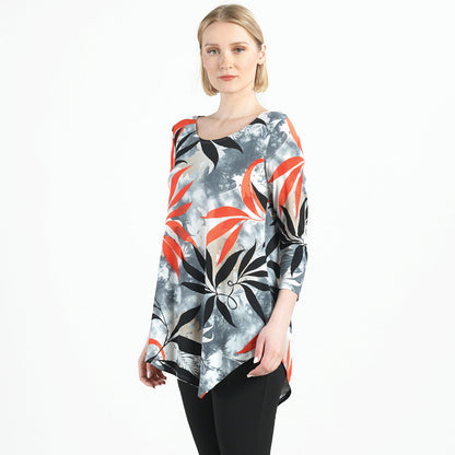 Kerchief Angle Hem Tunic - Leaf Scatter - Final Sale! | Clara Sunwoo