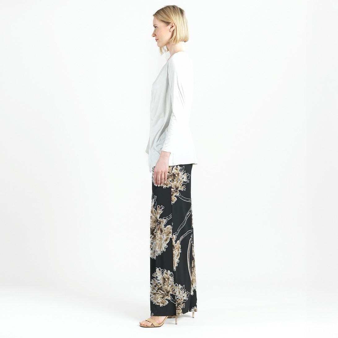 Crushed Silk Knit - Long Sleeve Side Gathered Drape Tunic - Ivory - Final Sale! | Clara Sunwoo