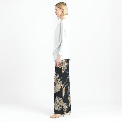 Crushed Silk Knit - Long Sleeve Side Gathered Drape Tunic - Ivory - Final Sale! | Clara Sunwoo