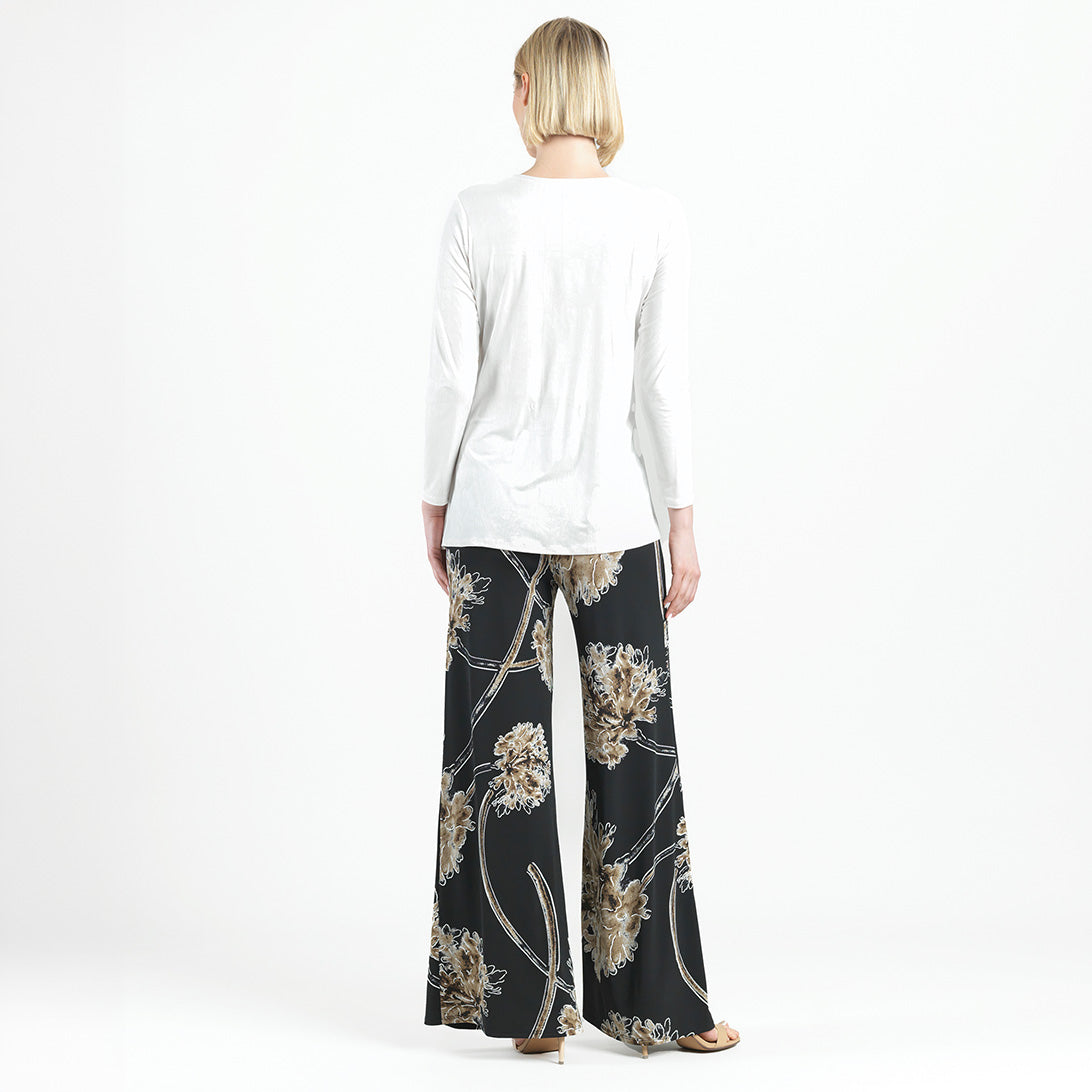 Crushed Silk Knit - Long Sleeve Side Gathered Drape Tunic - Ivory - Final Sale! | Clara Sunwoo