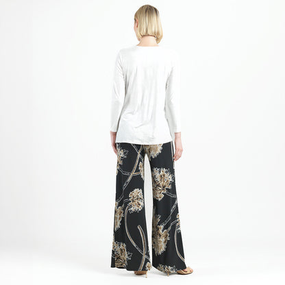 Crushed Silk Knit - Long Sleeve Side Gathered Drape Tunic - Ivory - Final Sale! | Clara Sunwoo