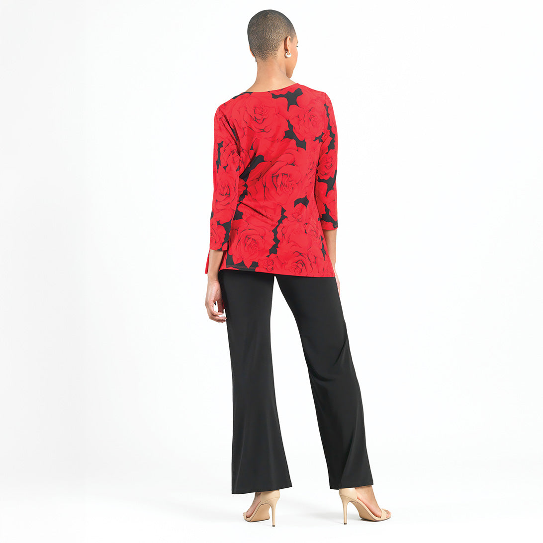 Surplice Faux Wrap Side Tie Tunic - Rose Floret - Final Sale! | Clara Sunwoo