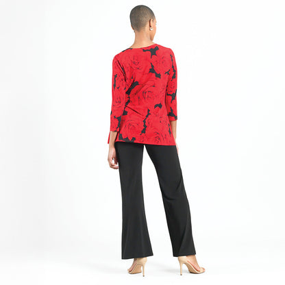 Surplice Faux Wrap Side Tie Tunic - Rose Floret - Final Sale! | Clara Sunwoo