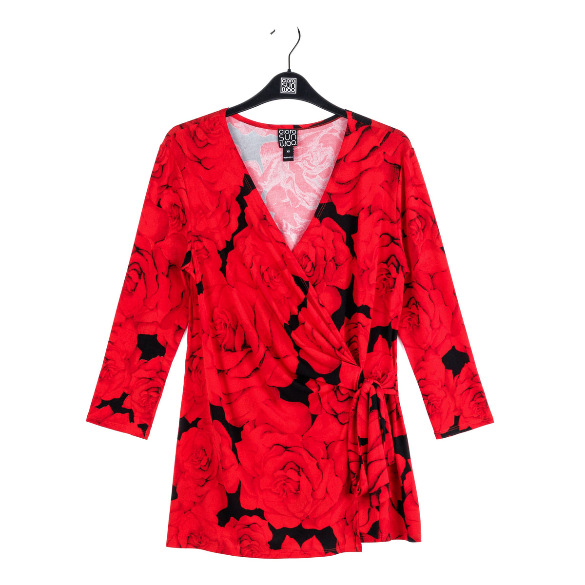 Surplice Faux Wrap Side Tie Tunic - Rose Floret - Final Sale! | Clara Sunwoo