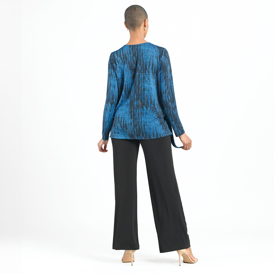 Crinkle Pleat - Blouson Overlay Side Tie Detail Top - Water Ripple-Cobalt - Final Sale! | Clara Sunwoo