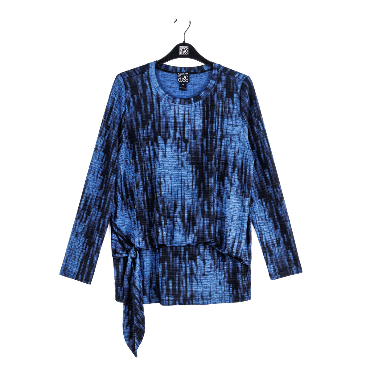Crinkle Pleat - Blouson Overlay Side Tie Detail Top - Water Ripple-Cobalt - Final Sale! | Clara Sunwoo