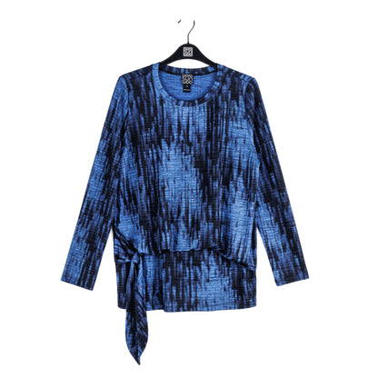 Crinkle Pleat - Blouson Overlay Side Tie Detail Top - Water Ripple-Cobalt - Final Sale! | Clara Sunwoo