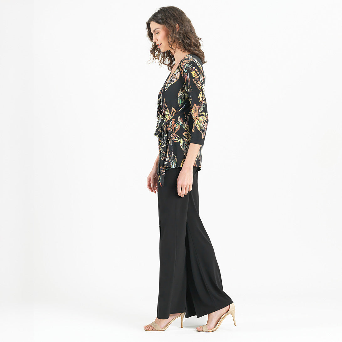 Surplice Faux Wrap Side Tie Tunic - Leaf Colorburst - Final Sale! | Clara Sunwoo