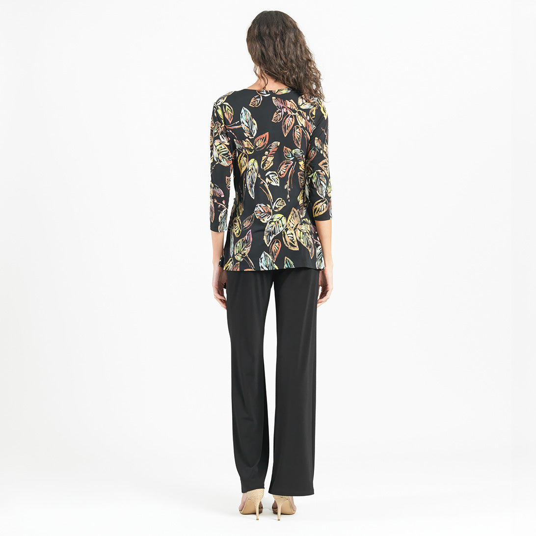 Surplice Faux Wrap Side Tie Tunic - Leaf Colorburst - Final Sale! | Clara Sunwoo