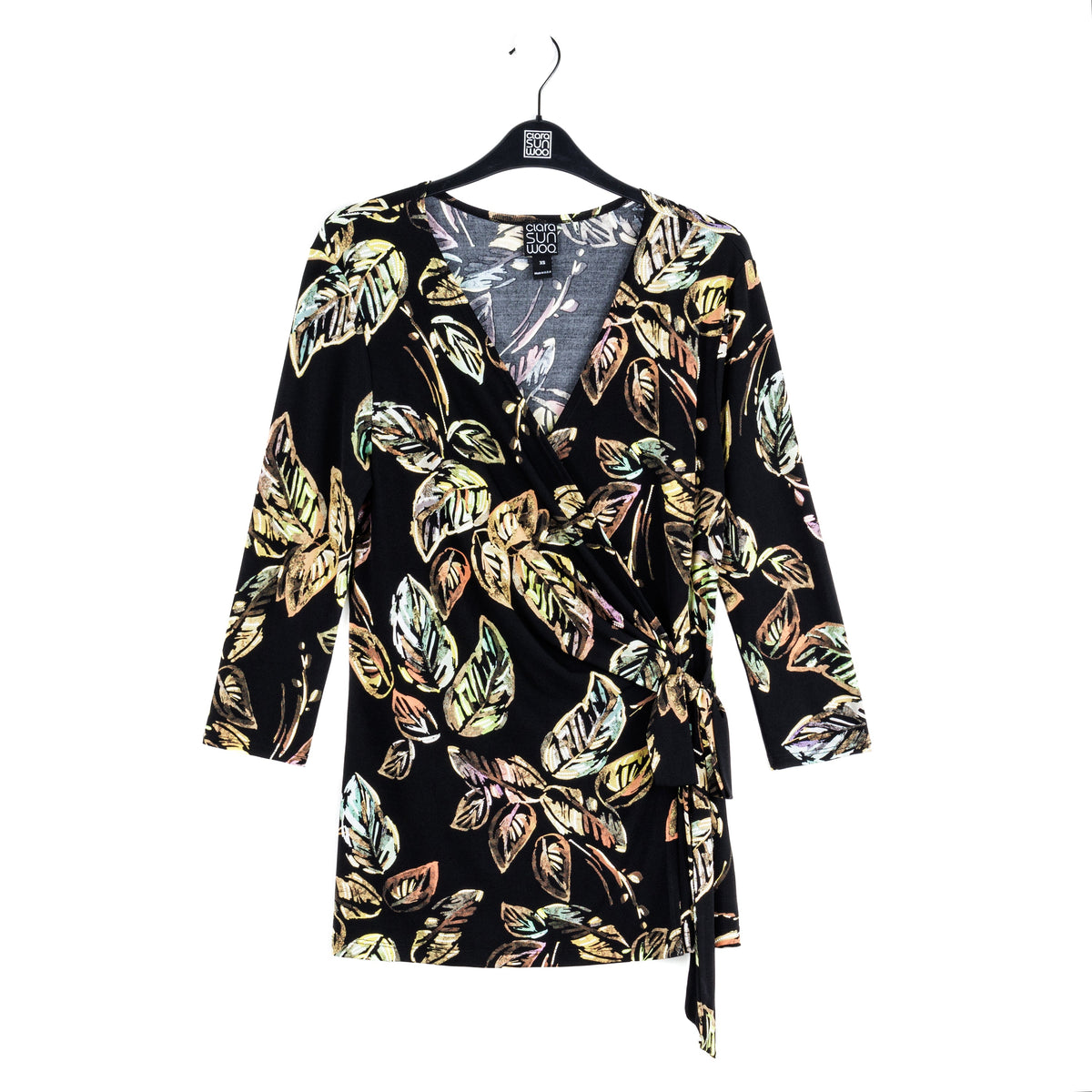 Surplice Faux Wrap Side Tie Tunic - Leaf Colorburst - Final Sale! | Clara Sunwoo