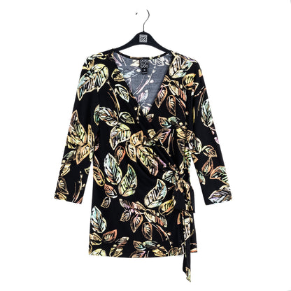 Surplice Faux Wrap Side Tie Tunic - Leaf Colorburst - Final Sale! | Clara Sunwoo