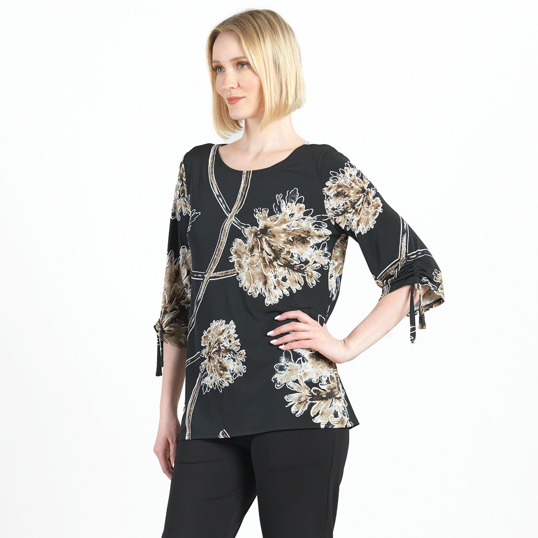 Textured Pull-Tie Cuff Tunic - Mum Blossom - Final Sale! | Clara Sunwoo