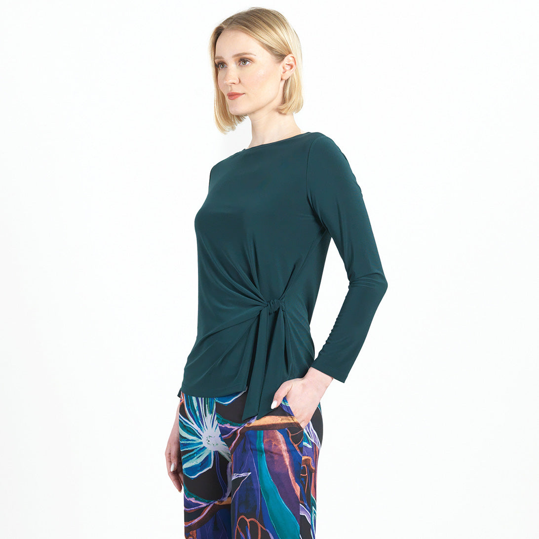 Side Tie Waist Top - Hunter Green - Final Sale | Clara Sunwoo