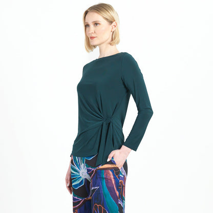 Side Tie Waist Top - Hunter Green - Final Sale | Clara Sunwoo