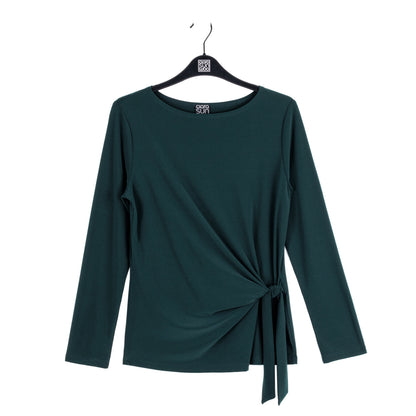 Side Tie Waist Top - Hunter Green - Final Sale | Clara Sunwoo