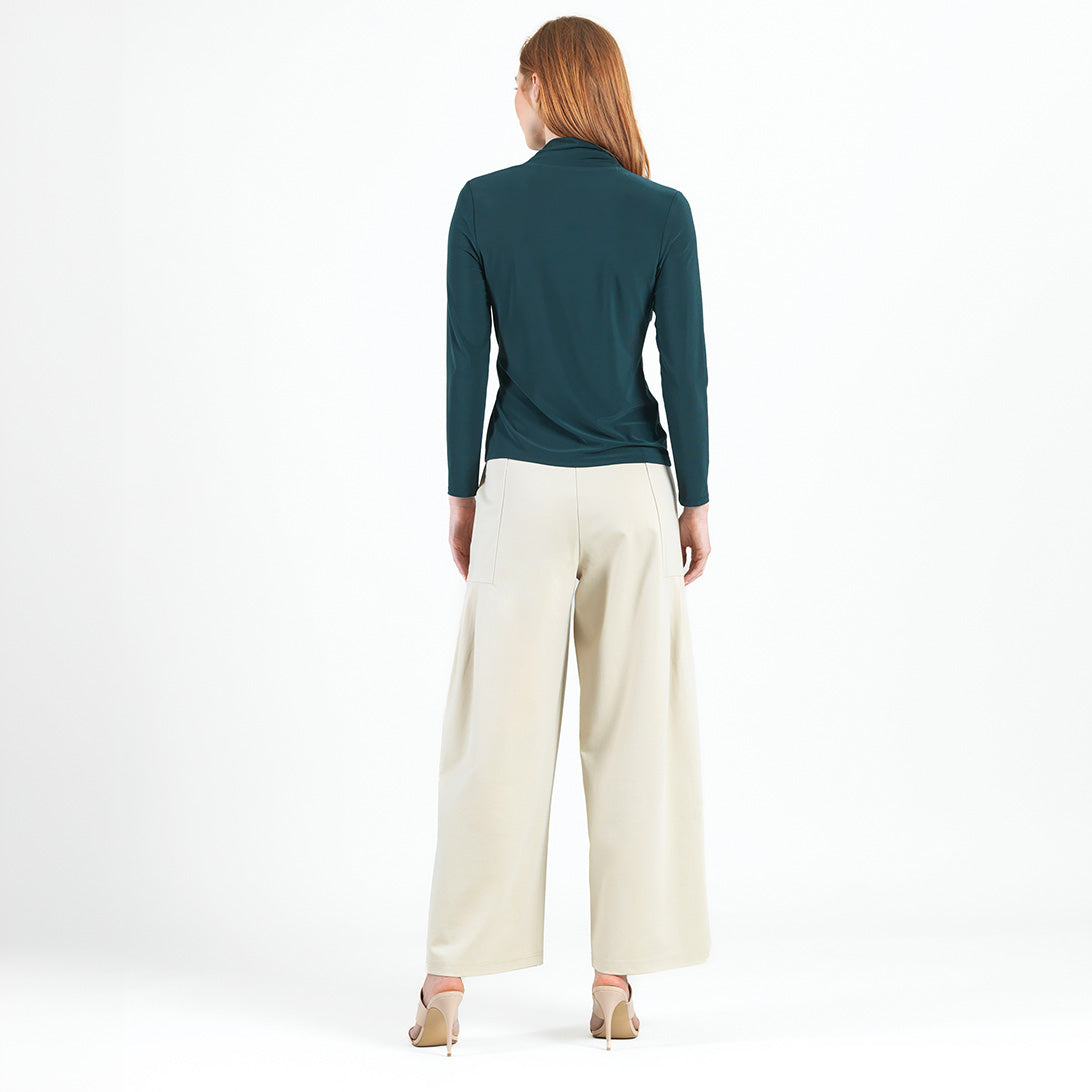 V-Neck Draped Pleat Top - Hunter Green - Final Sale | Clara Sunwoo