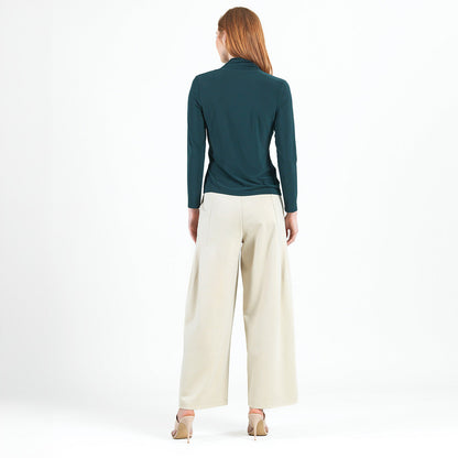 V-Neck Draped Pleat Top - Hunter Green - Final Sale | Clara Sunwoo