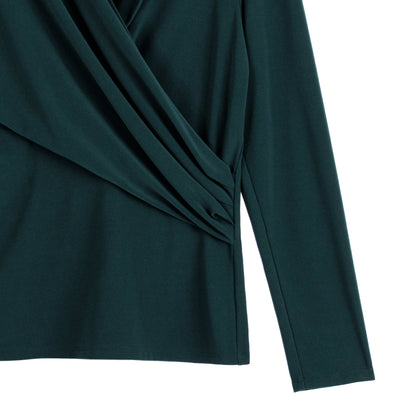 V-Neck Draped Pleat Top - Hunter Green - Final Sale | Clara Sunwoo