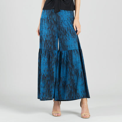 Crinkle Pleat Knit - Tiered Skirt-Pant - Water Ripple-Cobalt - Final Sale! | Clara Sunwoo
