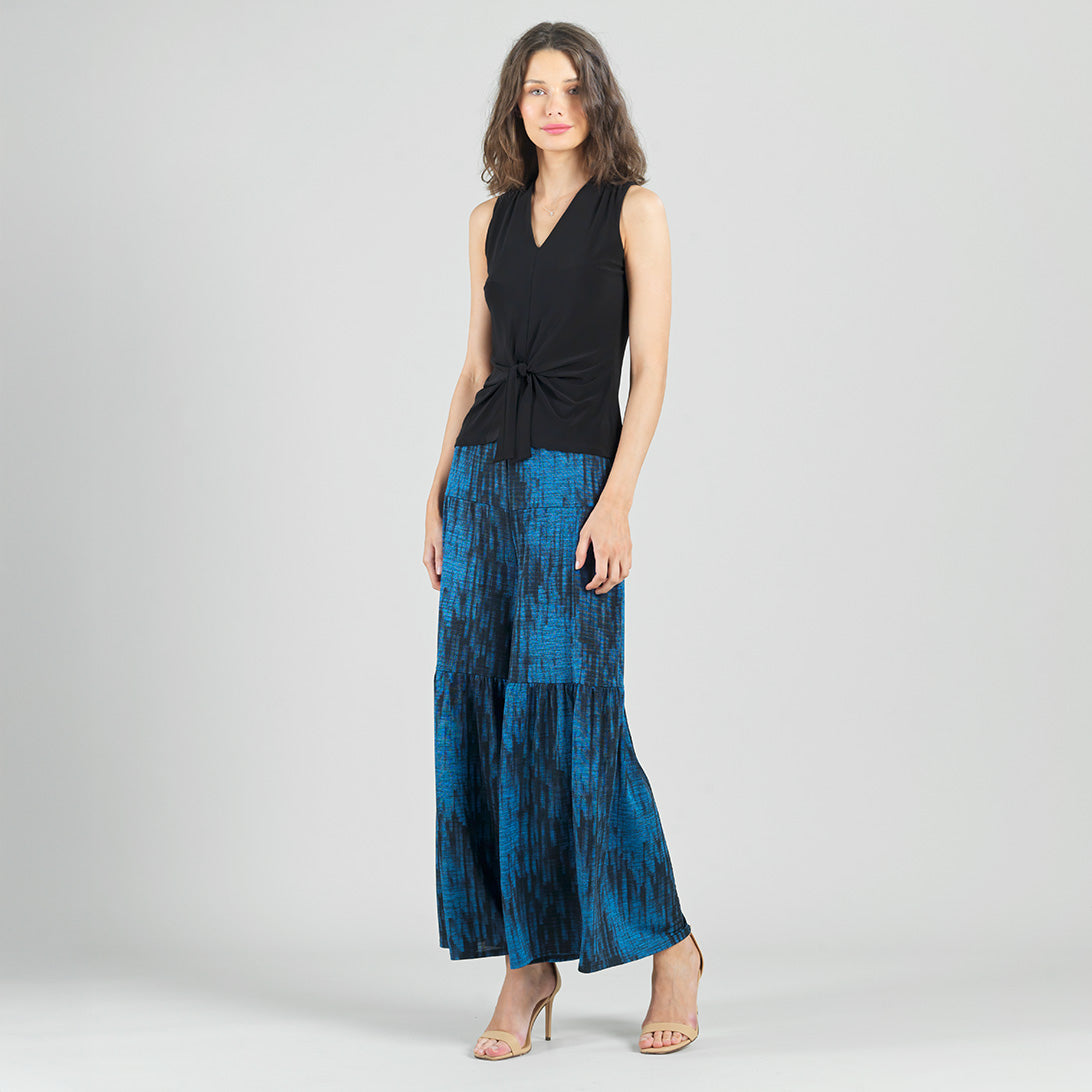 Crinkle Pleat Knit - Tiered Skirt-Pant - Water Ripple-Cobalt - Final Sale! | Clara Sunwoo