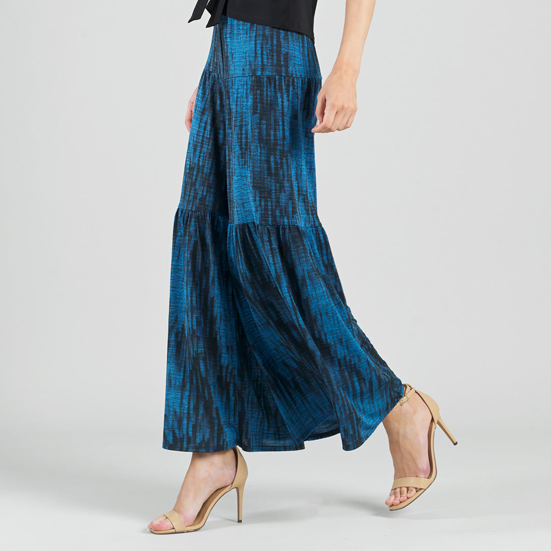 Crinkle Pleat Knit - Tiered Skirt-Pant - Water Ripple-Cobalt - Final Sale! | Clara Sunwoo