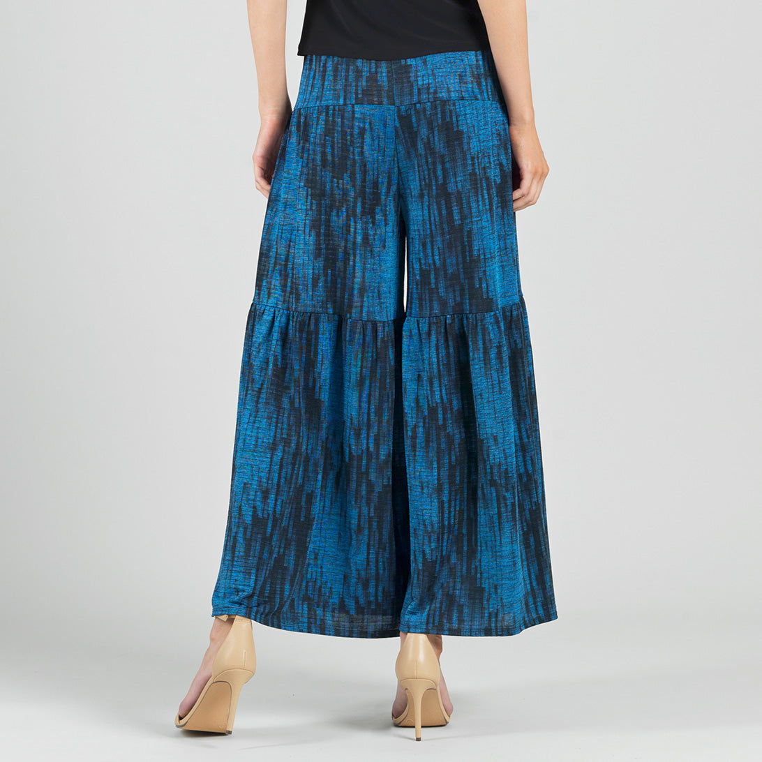 Crinkle Pleat Knit - Tiered Skirt-Pant - Water Ripple-Cobalt - Final Sale! | Clara Sunwoo