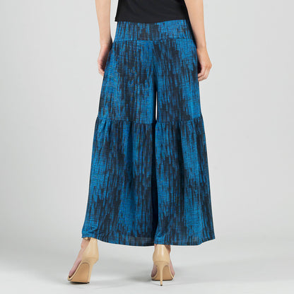 Crinkle Pleat Knit - Tiered Skirt-Pant - Water Ripple-Cobalt - Final Sale! | Clara Sunwoo