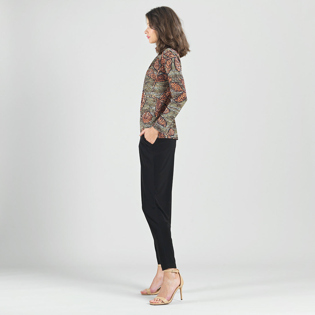 Mock Neck Pleated Detail Top - Mosaic Leaves - Final Sale! | Clara Sunwoo