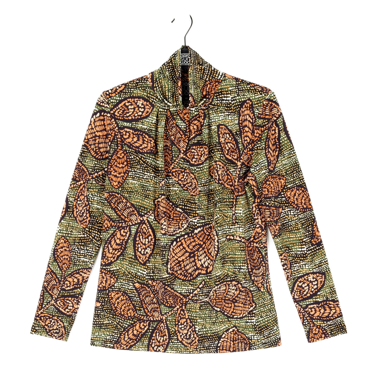 Mock Neck Pleated Detail Top - Mosaic Leaves - Final Sale! | Clara Sunwoo