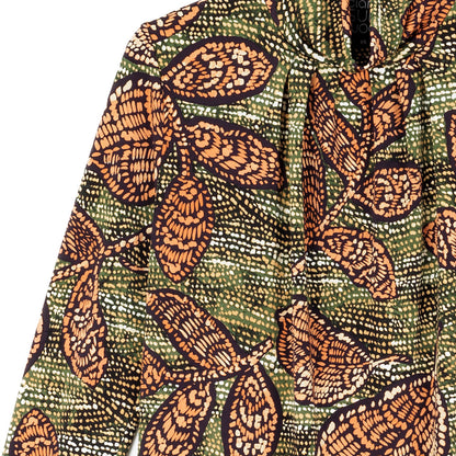 Mock Neck Pleated Detail Top - Mosaic Leaves - Final Sale! | Clara Sunwoo