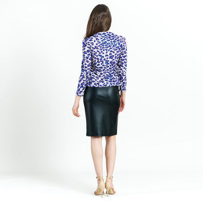 Foil Knit - Draped Neck Side Ruched Top - Plum Cheetah - Final Sale! | Clara Sunwoo
