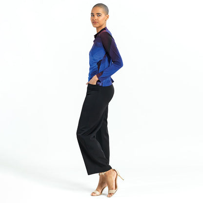 Draped Neck Side Ruched Top - Purple Watercolor - Final Sale! | Clara Sunwoo