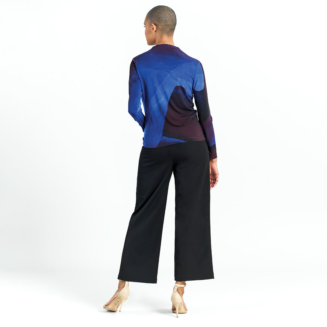 Draped Neck Side Ruched Top - Purple Watercolor - Final Sale! | Clara Sunwoo