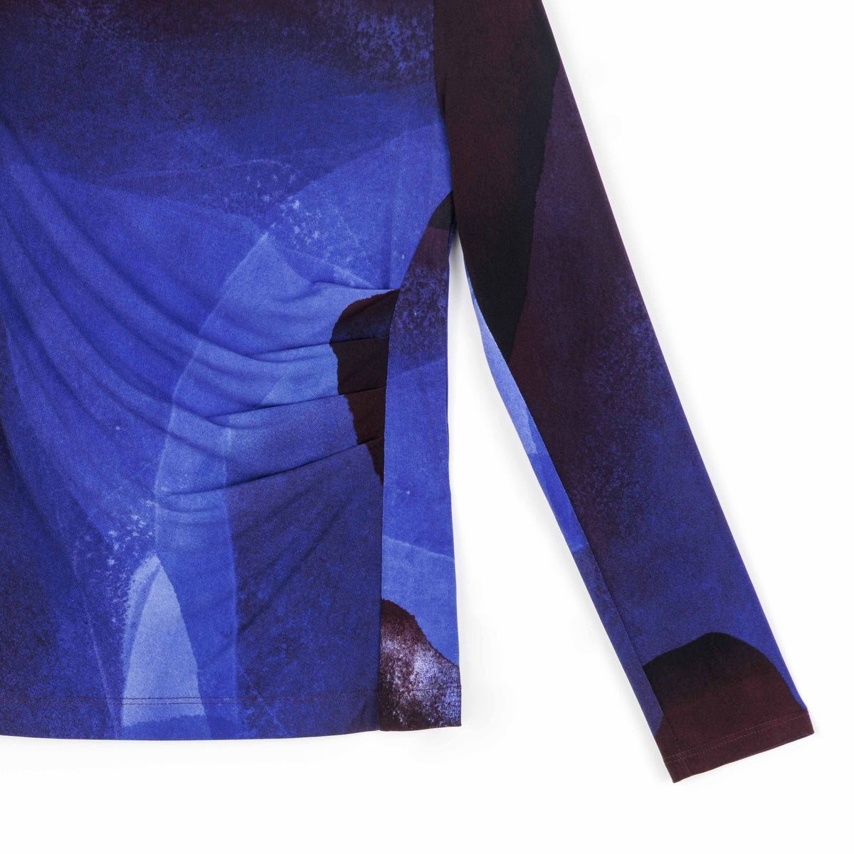 Draped Neck Side Ruched Top - Purple Watercolor - Final Sale! | Clara Sunwoo