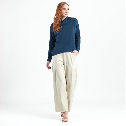 French Terry - Banded Hemline Sweater - Midnight Blue - Final Sale | Clara Sunwoo