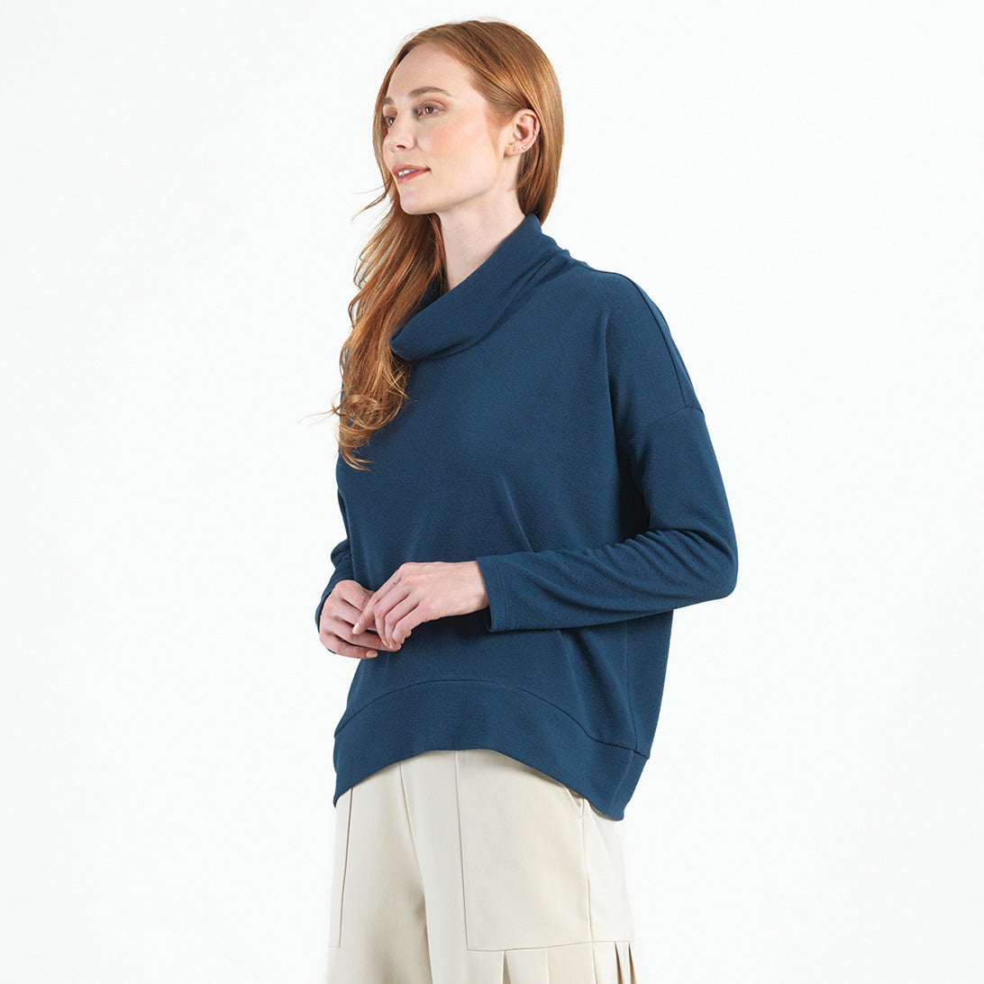 French Terry - Banded Hemline Sweater - Midnight Blue - Final Sale | Clara Sunwoo