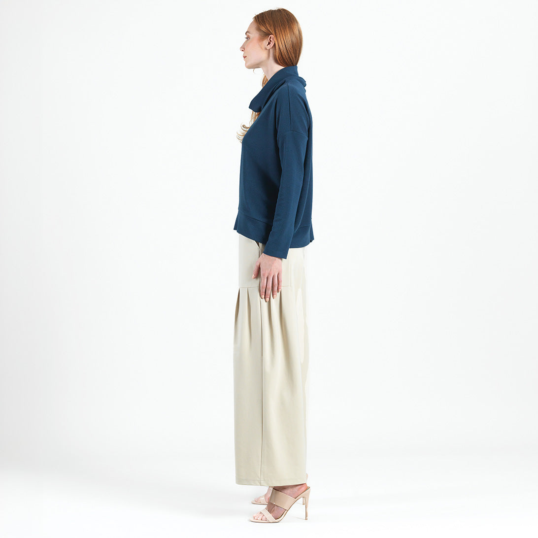 French Terry - Banded Hemline Sweater - Midnight Blue - Final Sale | Clara Sunwoo